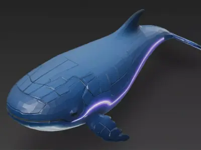 Cartoon Cyberpunk Whale 3D model