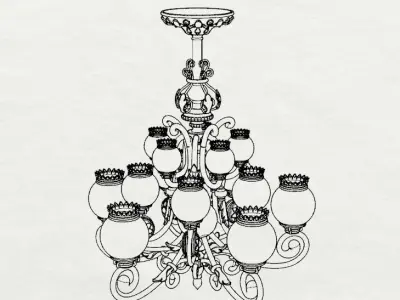 Dolls House Miniature Victorian Gassolier Chandelier 12th Scale 3D print model