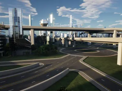 Futuristic Procedural City Free low-poly 3D model