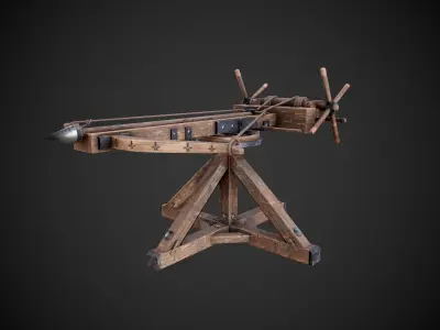 Ballista wooden machine gun Low-poly 3D model