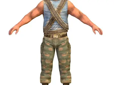 LowPoly Man Old USSR Soldier Low-poly 3D model