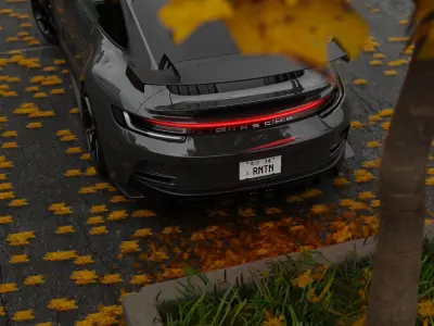 Free Automotive Autumn Scene 3D Blender File Textured Free 3D model