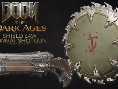 DOOM Inspired Weapon Pack Shield Saw and Combat Shotgun 3D Model 3D model