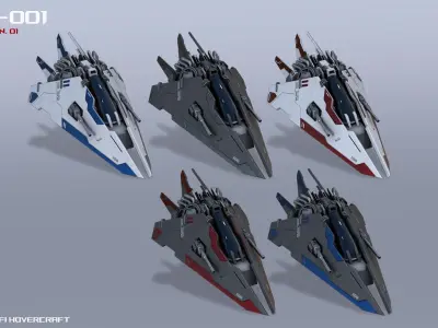 Scifi Hovercraft Low-poly 3D model