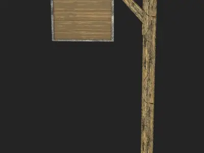 Old Sign Low-poly game ready Low-poly 3D model