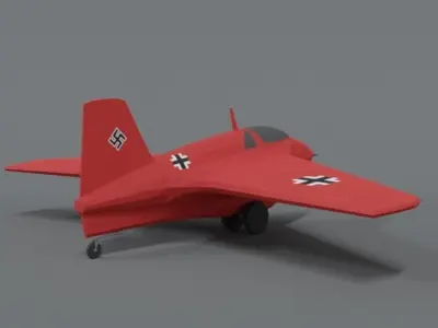 Low Poly Cartoon Messerschmitt Me 163 Komet Airplane Low-poly 3D model