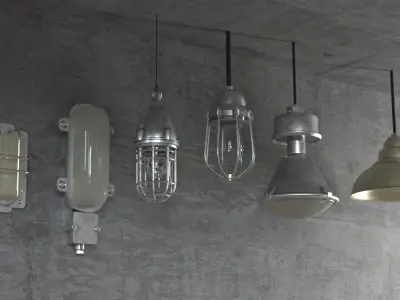 Industrial Factory Lights Low-poly 3D model