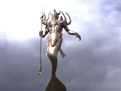 Low poly Merman statue 3 3D model