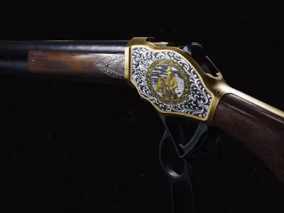 Wild West Gun Winchester 1887 - Short - Engraved Low-poly 3D model