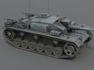 StuG III Ausf F Assault Gun Low-poly 3D model