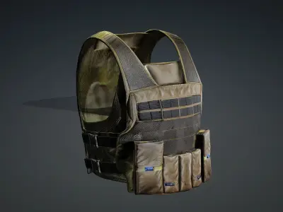 Soldier military bulletproof vest game ready UE5 FBX Low-poly 3D model
