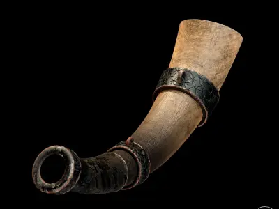 3D Horn wooden pipe Low-poly 3D model