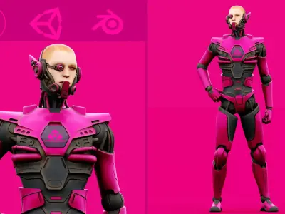 CYBORGTOPIA B-36  Rigged for Unreal Engine - Unity - MIXAMO 3D model