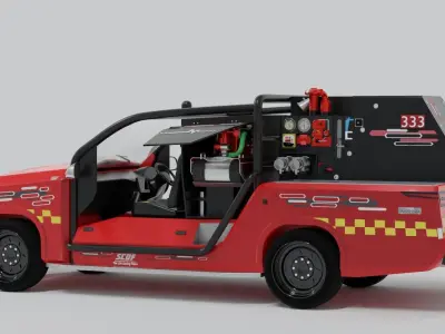 SCDF Life Saving Force Fire Truck 4x4 Red Vehicle 3D model