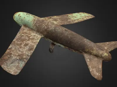 Old USSR Soviet Metal Toy Airplane Free 3D model