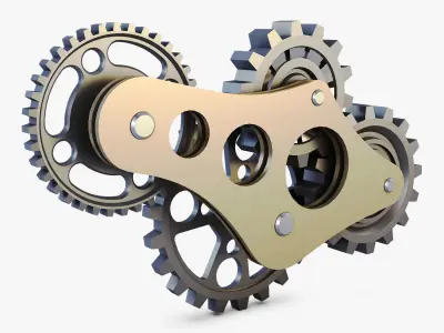 Gear Mechanism Low Poly v 6 Low-poly 3D model