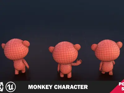 Funny Monkey Character Lowpoly Low-poly 3D model