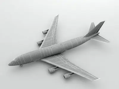  Boeing 747-400 Airliner - Generic White Low-poly 3D model