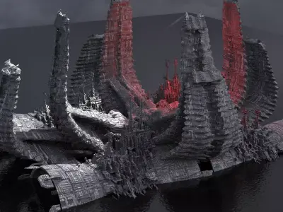 Sci-Fi Alien Spine City base 5 3D model