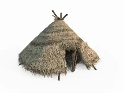 Medieval-style small thatched cottage 3D model