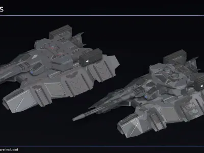 Scifi Pitbull Medium Antigrav Tank Low-poly 3D model