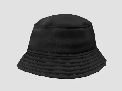 Bucket hat - black Low-poly 3D model
