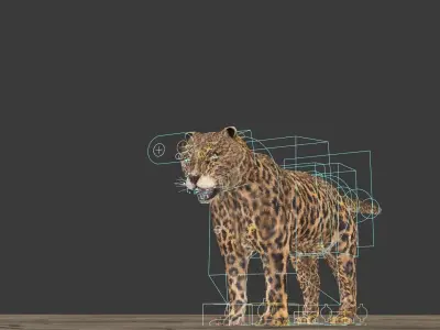 Leopard jaguar running in desert 3D model