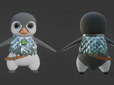 Powi penguin warrior Low-poly 3D model