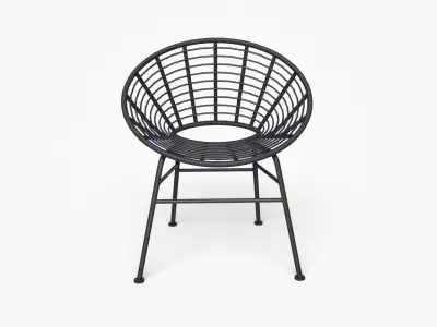 Shell outdoor Dining Chair black Low-poly 3D model