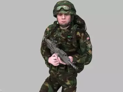 Royal Marine Woodland Rigged Soldier 3D model