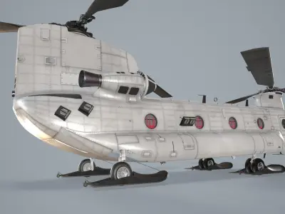 CH-47 Chinook Blank Levery Basic Animation Low-poly 3D model