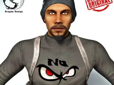 The Dude man in camouflage clothing Low-poly 3D model