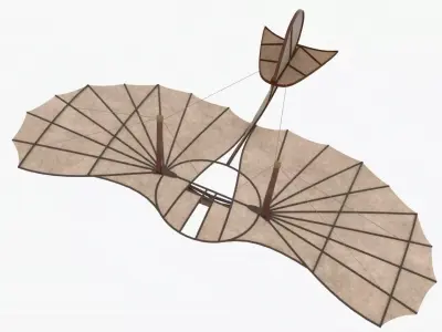 Glider Otto Lilenthal Flyer Low-poly 3D model