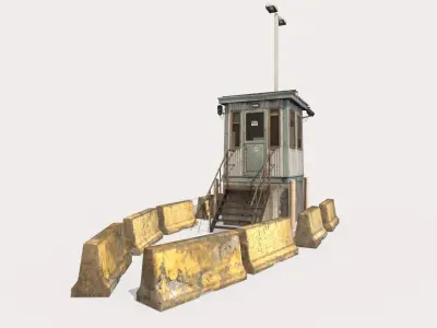 Security Booth With Roadblocks 3D model