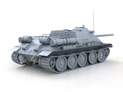 SU-85 - Soviet Self-Propelled Gun  3D model