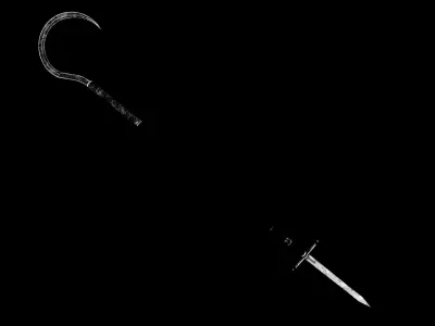 Fantasy Old Hook and Dagger Low-poly 3D model