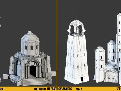 KITBASH-FANTASY ASSETS Vol 1 Low-poly 3D model