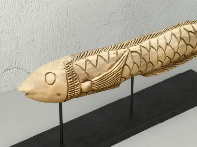 Hand Carved Wood Fish 3D model