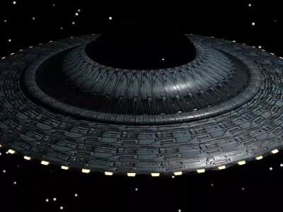 UFO 3D Model spaceship flying in night sky Free 3D print model