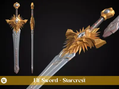 Stylized Elf Sword - Starcrest - Game Ready 3D model