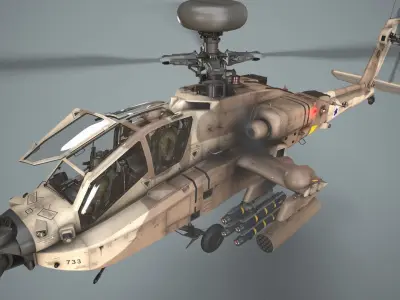  Apache AH-64D Israel Air Force Complex Low-poly 3D model