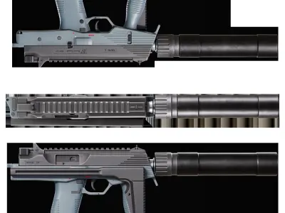 Game Ready MP9 SMG 9mm Low-poly 3D model