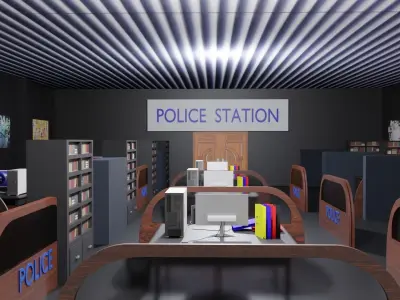 Police Station Interior Low-poly 3D model