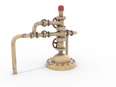 Oil Pumpjack Wellhead 3 Low-poly 3D model