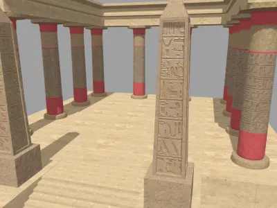 Low Poly Egyptian Temple 01 Low-poly 3D model