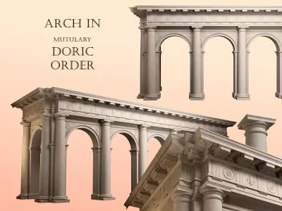Arch Doric Mutulary column on Vignola 3D model