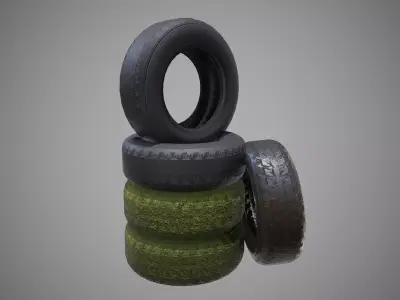 Low poly Tire 04 PBR Game-ready Low-poly 3D model