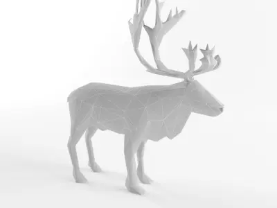 Christmas Deer Elk Moose Mammal Raindeer Animal Low Poly Low-poly 3D model