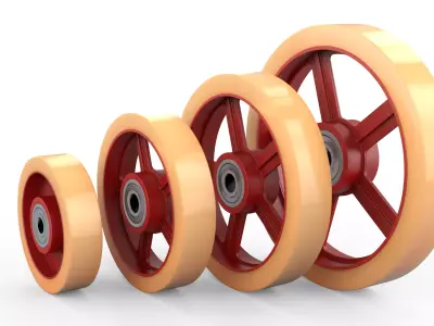 Nylon Core Caster Wheel Set 3D model