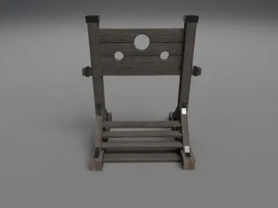 Pillory PBR wooden sword stand Low-poly 3D model